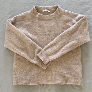 Reformation Jeans Beige Crew Neck Cashmere Sweater